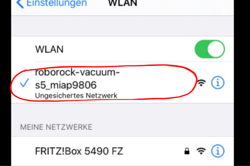 Roborock WLAN wird ausgewählt